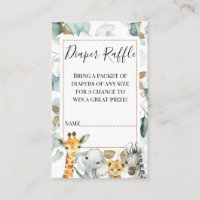 Gold Eucalyptus Safari Diaper Raffle Insert