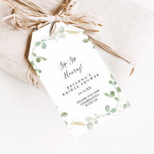 Gold Eucalyptus Sip Sip Hooray Bridal Shower Gift Tags