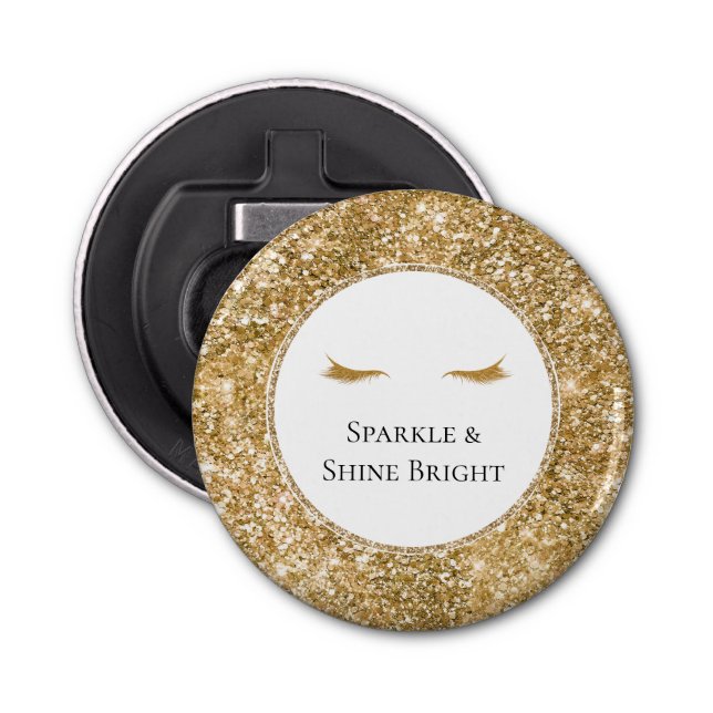 Gold Eyelashes girly glam glitter  Bottle Opener (Front)