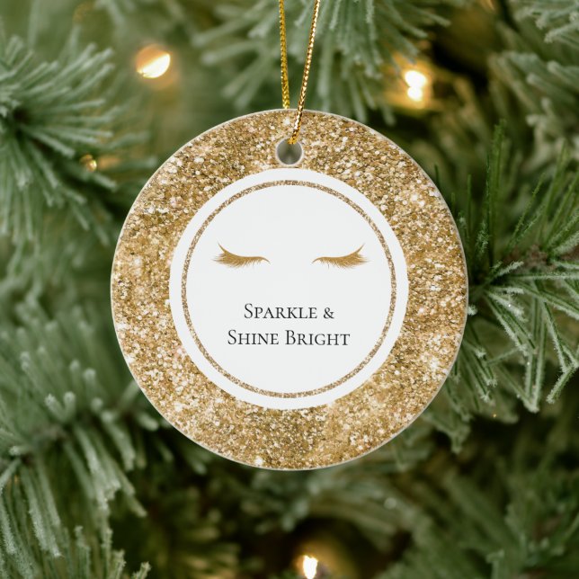 Gold Eyelashes girly glam glitter  Ceramic Ornament (Tree)