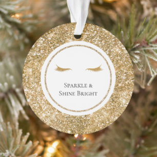 Gold Eyelashes girly glam glitter  Ornament