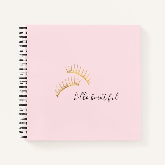 Gold Eyelashes Hello Beautiful Notebook (Front)