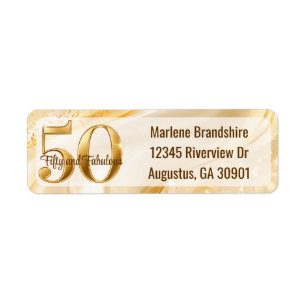 Gold Fabulous 50th Birthday Mailing Return Address Label
