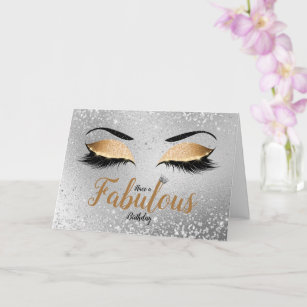 Gold Fabulous Glitter Eyes Standard Birthday Card