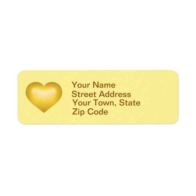 Gold fade heart return address label (Front)