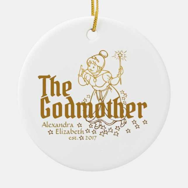 Gold Fairy Customisable The Godmother Ceramic Ornament (Front)