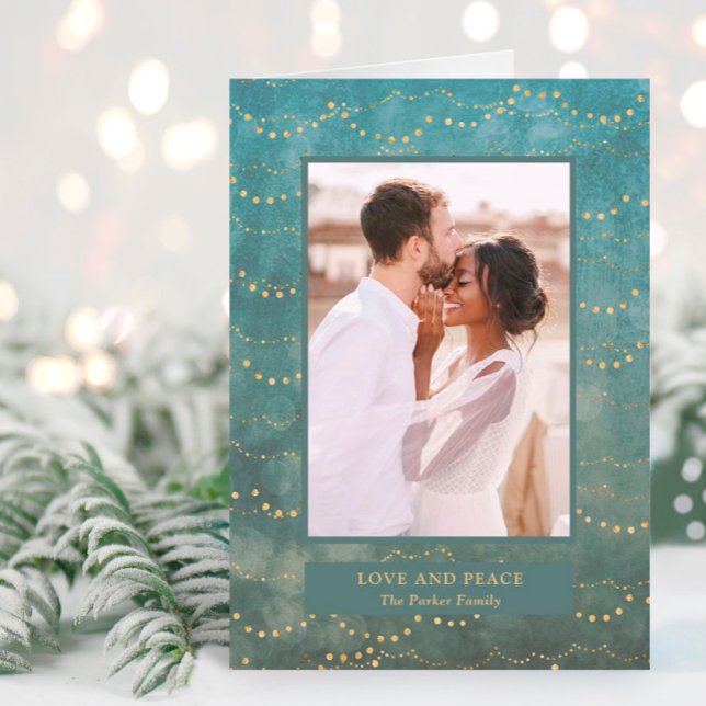 Gold Fairy Lights | Elegant One Photo Holiday Card (Creator Uploaded)