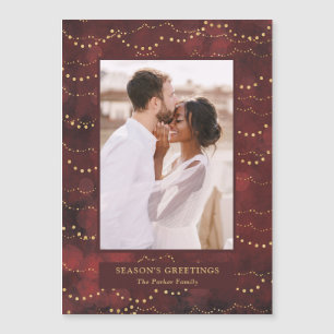 Gold Fairy Lights Elegant One Photo Magnetic Card