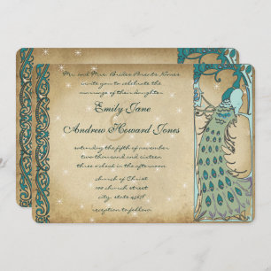 Gold Fairy Tale Peacock Wedding Invitation