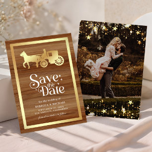 Gold Fairytale Princess Princess Carriage Wedding Save The Date
