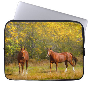 Gold Fall Horses Laptop Sleeve