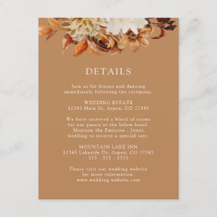 Gold Fall Terracotta Floral Wedding Details Enclosure Card