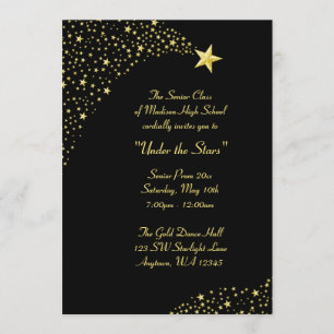 Gold Falling Stars Prom Formal Invitations