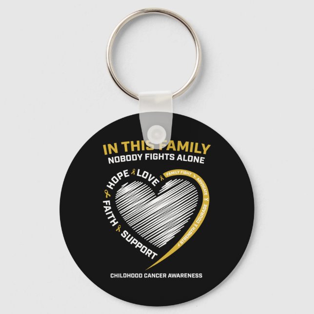 Gold Family Nobody Fights Alone Childhood Cancer A Key Ring (Front)