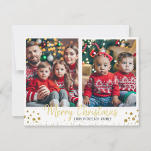 Gold Family Photo Christmas Card