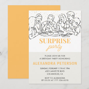  Gold Family Surprise party 58th birthday Invitation
