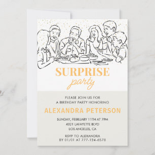 Gold Family Surprise party 99th birthday Invitation