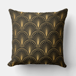 Gold fan pattern,Art deco pattern,timeless decor  Cushion