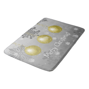 Gold Fancy Christmas Ornament Bath Mat