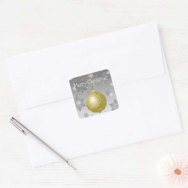 Gold Fancy Christmas Ornament Sticker (Envelope)