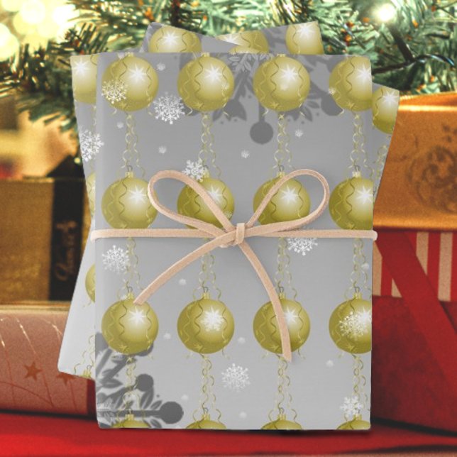 Gold Fancy Christmas Ornament Wrapping Paper (Gold Fancy Ornament Wrapping Paper)