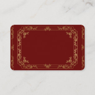 Gold Fancy Frame Border on a Red Brown Business Card