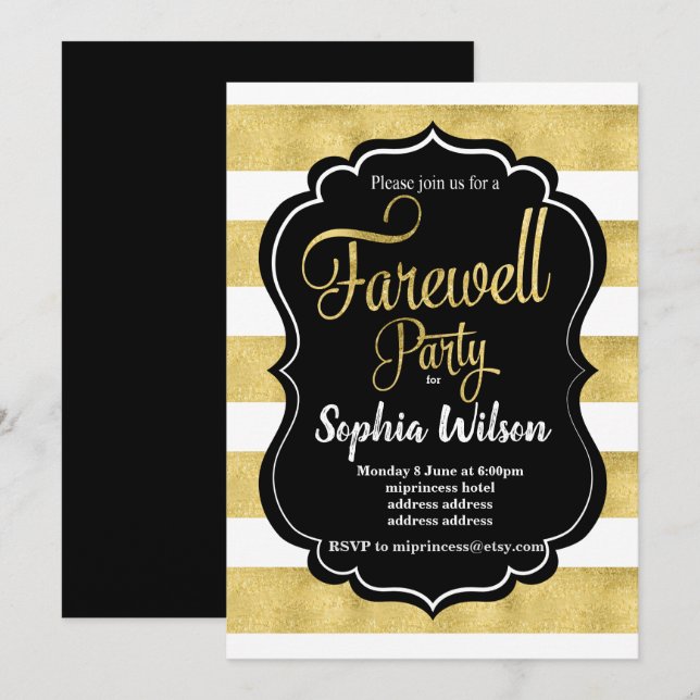 Gold Farewell Party invite (Front/Back)