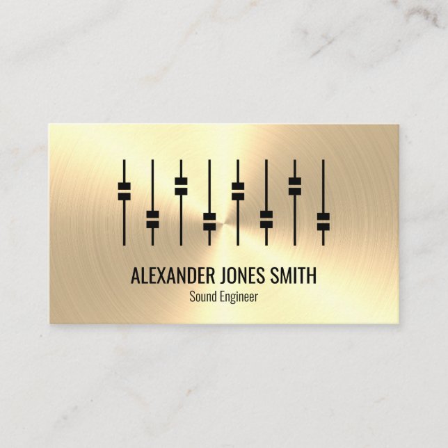 Gold Faux Audio Engineer Business Card (Front)