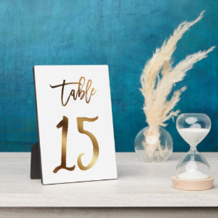 Gold faux chic table number 15 plaque