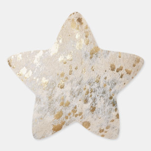 Gold Faux Cowhide Print Metallic Cowgirl Western Star Sticker