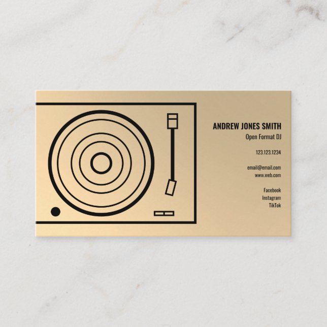 Gold Faux DJ Business Card (Front)