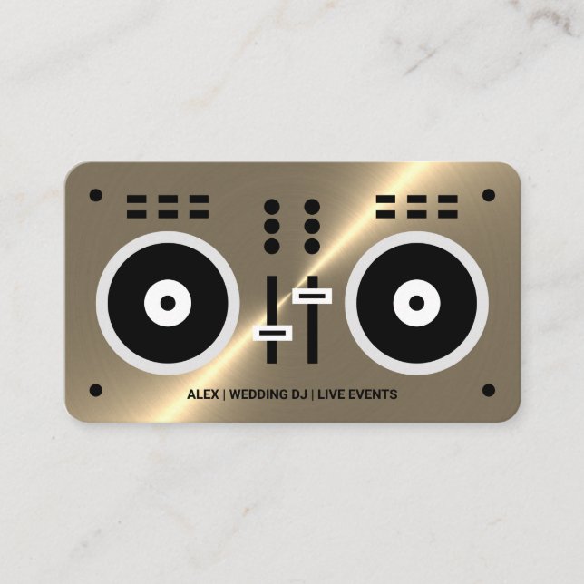 Gold Faux DJ Controller Business Card (Front)
