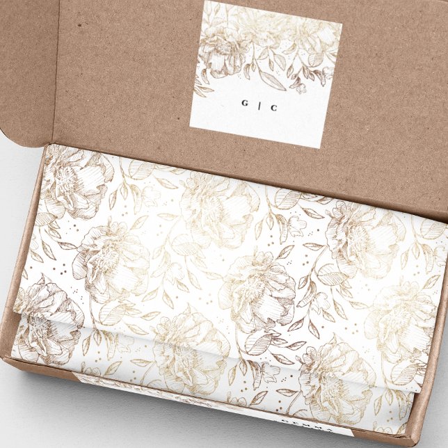 Gold Faux Elegant Hand Drawn Florals Wedding Gift Tissue Paper (Creator Uploaded)