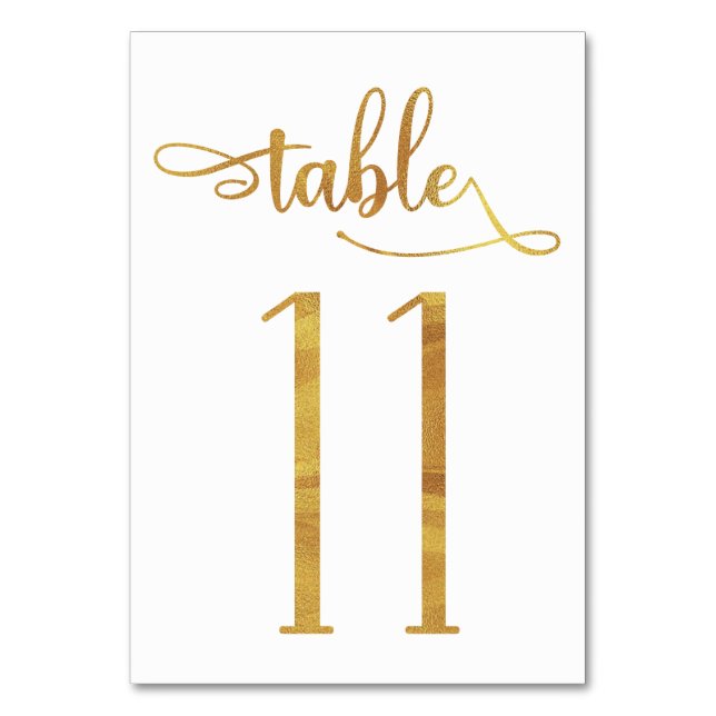 Gold faux foil 3.5x5 table number | Table 11 (Back)