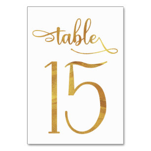 Gold faux foil 3.5x5 table number   Table 15