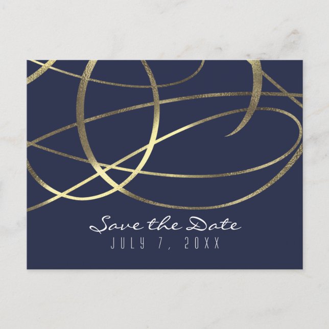 Gold Faux Foil Any Colour Wedding Save the Date Announcement Postcard (Front)