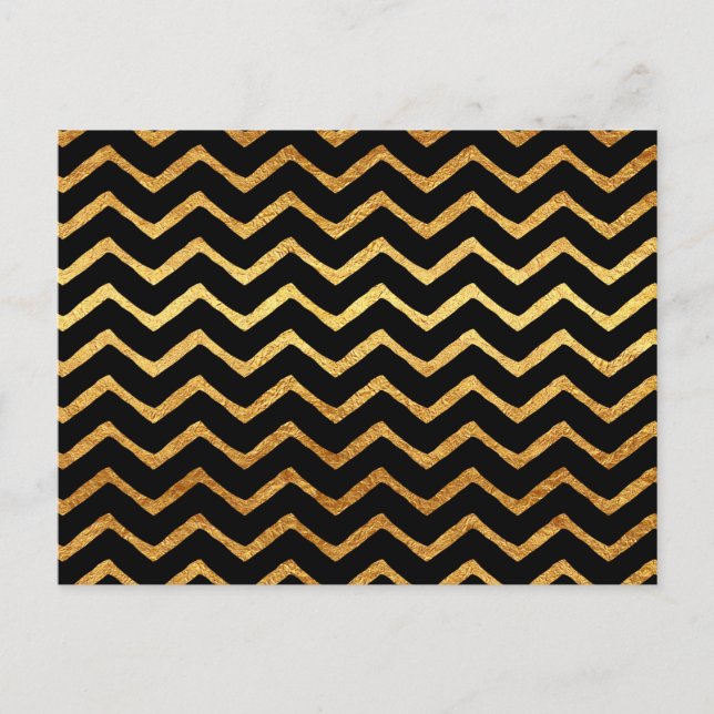 Gold Faux Foil Chevrons Metallic Chevron Pattern Postcard (Front)