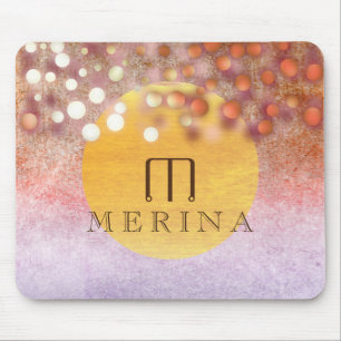 Gold Faux Foil Confetti Glitter Moon Personalise Mouse Pad