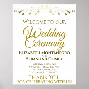 Gold Faux Foil Elegant Welcome to our Wedding Sign