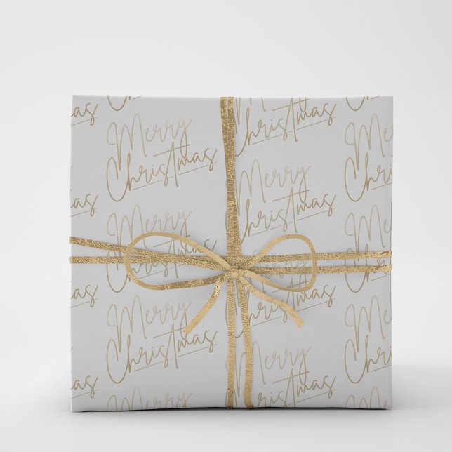 Gold Faux Foil Merry Christmas White Wrapping Paper Sheet (Creator Uploaded)