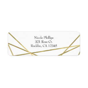 Gold Faux Foil Modern Geometric Glam Invitation Return Address Label