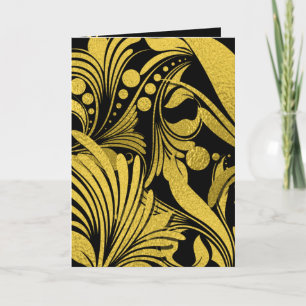 Gold Faux Foil on Black Elegant New Year Holiday Card