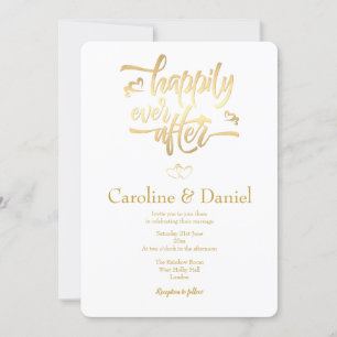 Gold Faux Foil Typography Wedding Invitation