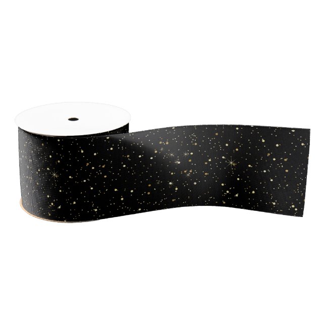 Gold faux glitter and sparkles grosgrain ribbon (Spool)