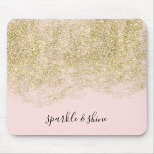 Gold Faux Glitter Blush Pink Sparkle Mouse Pad
