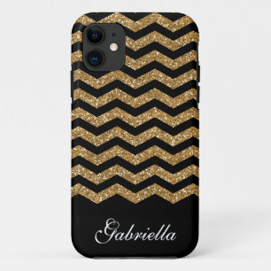 Gold Faux Glitter Chevron iPhone 11 Case