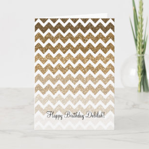 Gold Faux Glitter Chevron Ombre Card