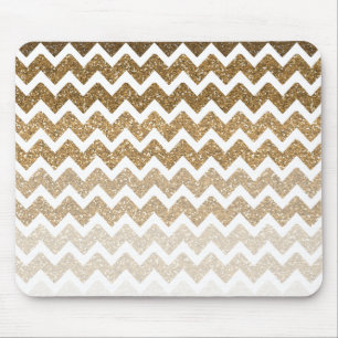 Gold Faux Glitter Chevron Ombre Mouse Pad