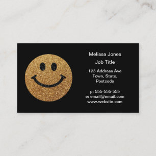 Gold faux glitter face business card