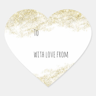 Gold Faux Glitter Heart Sticker